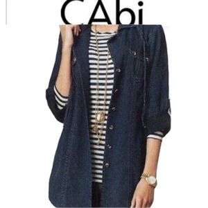 CAbi #340 soft denim button shirt/tunic jacket M